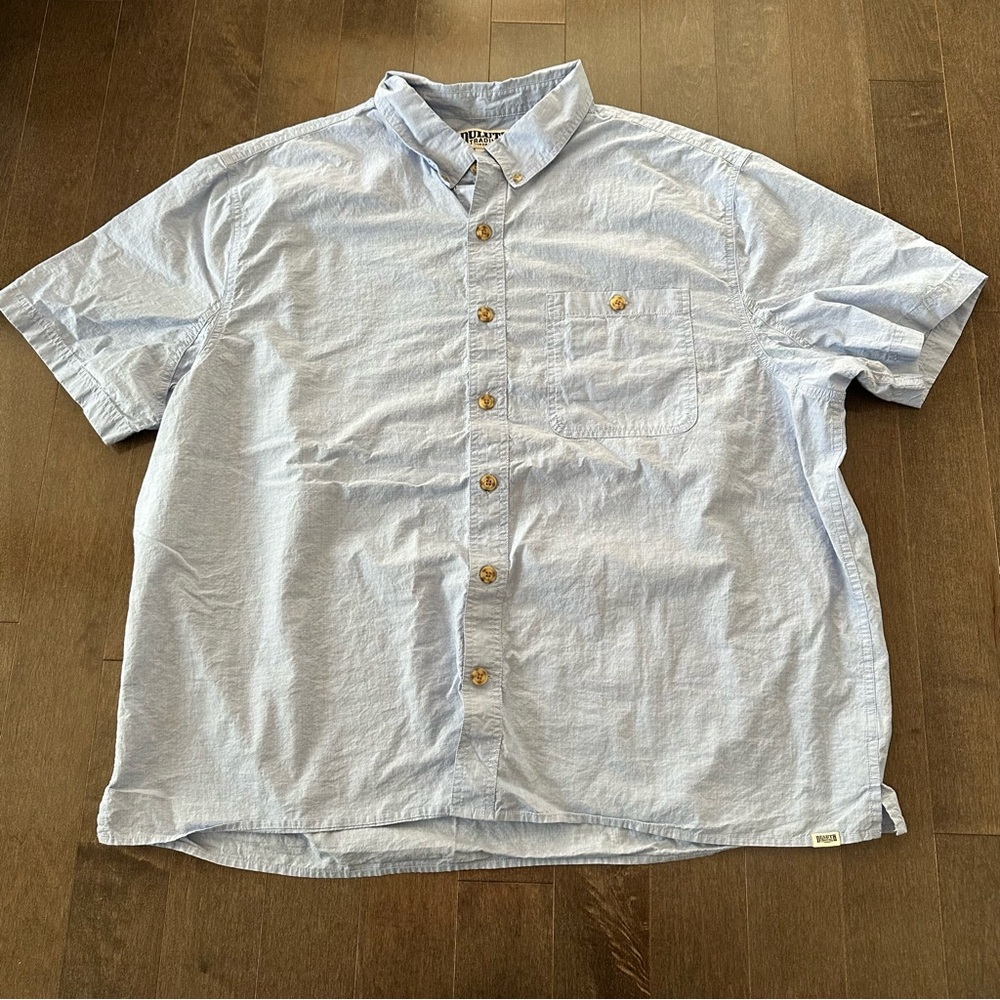 Duluth Trading Co Relaxed Untucked‎ Length Short Sleeve Buttondown Blue 2XL